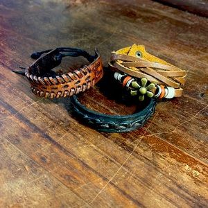 Leather bracelets.